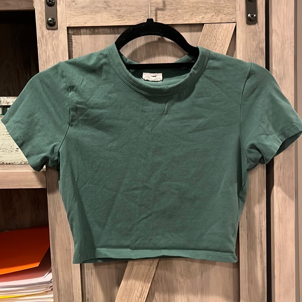 COTTON ON Hunter Green Micro Baby Crop Tee,Size Small